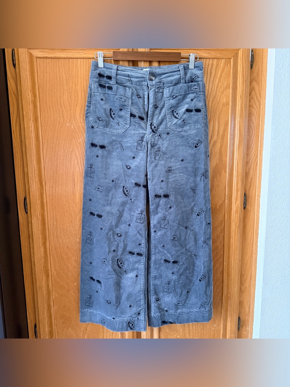 Maeve The Colette Cropped Wide Leg pants Embroidered Corduroy size 29 - Picture 4 of 11